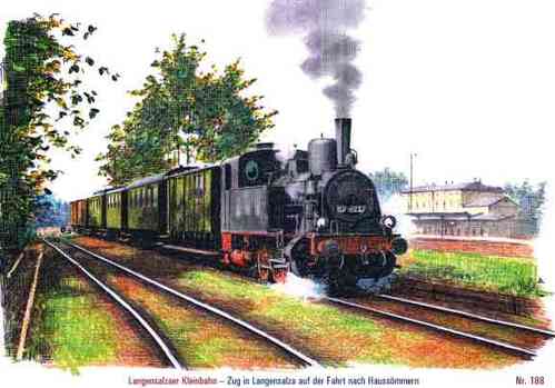 Postkarte Peter König Nr. 188 [Reprint] - Langensalzaer Kleinbahn - Zug in Langensalza auf der Fahr