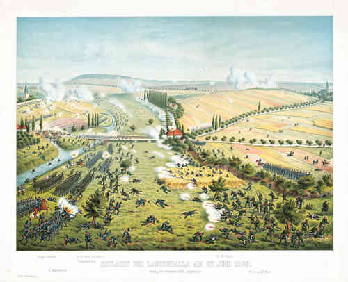 Hist. Lithogr.: Schlacht bei Langensalza 1866 (Plano)