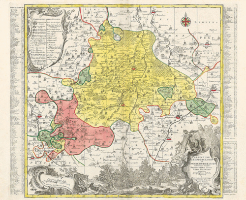 Historische Karte: Ämter Ronneburg und Altenburg 1757