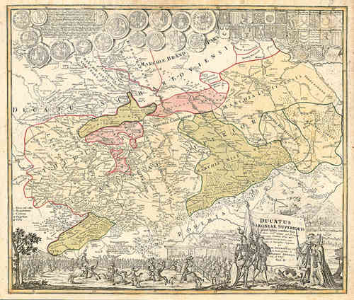 Historische Karte: Thüringen Sachsen 1000–1400. Tab. II 1732 (Plano)