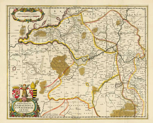 Historische Karte: Fürstentum Anhalt und Magdeburg 1647