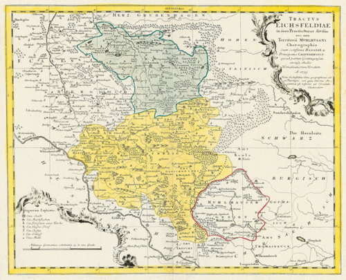 Historische Karte: Das Eichsfeld (Ober- und Untereichsfeld) 1759