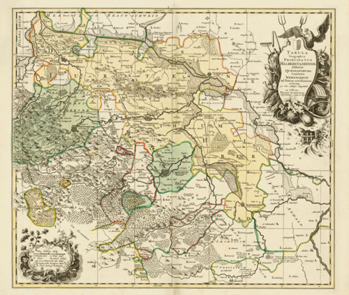 Historische Karte: Fürstentum Halberstadt 1760 PLANO
