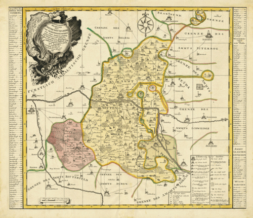 Hist. Karte: Wittenberg Gräfenhainichen Seyda 1749 (Plano)