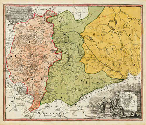 Historische Karte: Thüringen Sachsen 1000–1400. Tab.III 1732 (Plano)