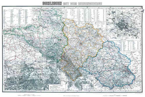 Historische Karte: Schlesien Riesengebirge, um 1890 (plano)
