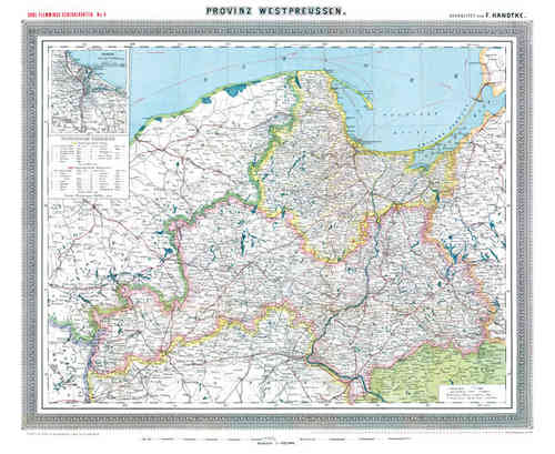 Historische Karte: Provinz Westpreussen, um 1905 (plano)