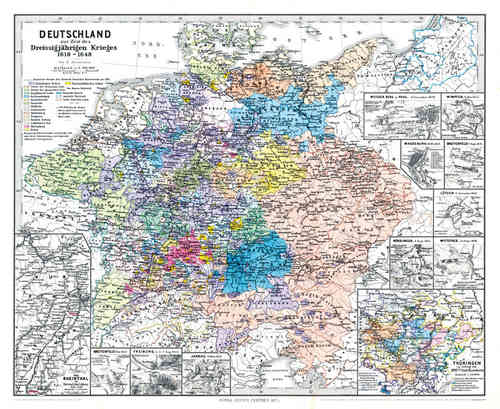 Hist. Karte: DEUTSCHLAND Dreissigjähriger Krieg 1618–1648 (Plano)