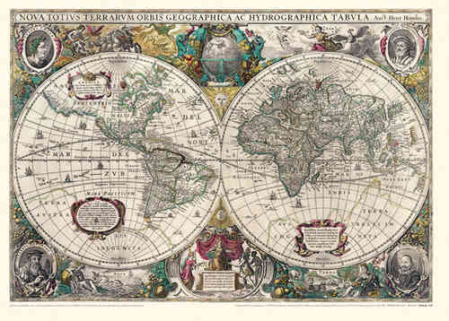 Historische WELTKARTE  1641 – Henricus Hondius (Plano)