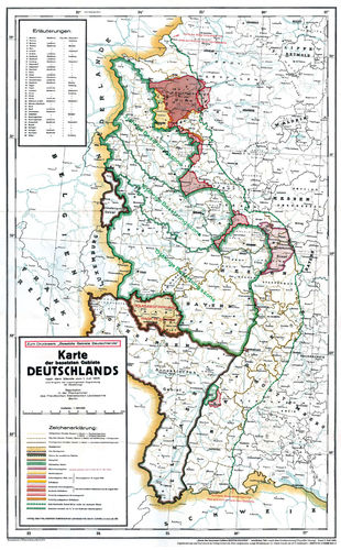 DEUTSCHES REICH – Besetzten Gebiete WEST-DEUTSCHLAND 1925 – Historische Karte (gerollt)